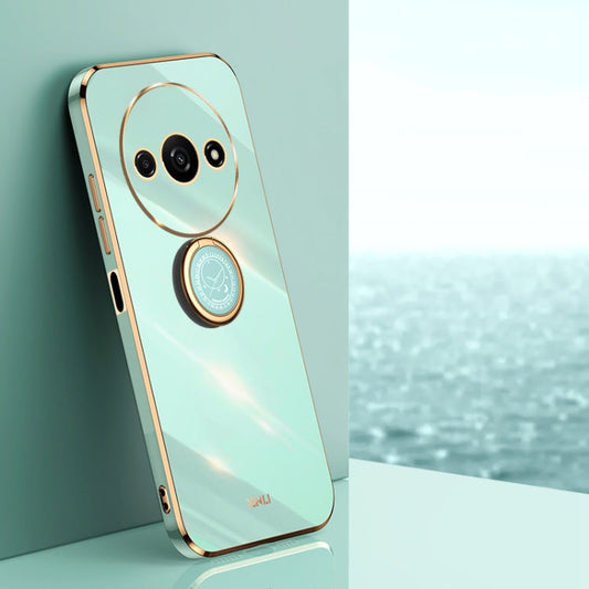 Pour Xiaomi Redmi A3 XINLI Étui de téléphone en TPU à bord droit 6D avec anneau support (vert menthe)