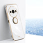 For Xiaomi Redmi A3 XINLI Straight Edge 6D Electroplate TPU Phone Case with Ring Holder(White)