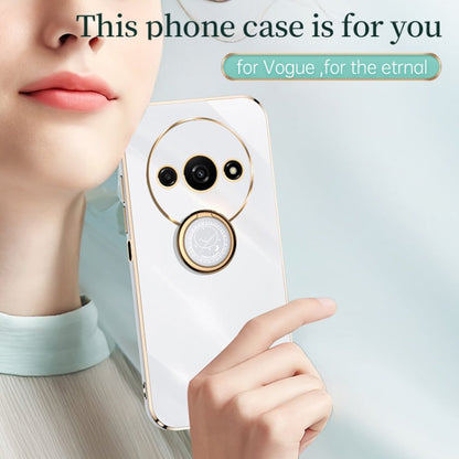 For Xiaomi Redmi A3 XINLI Straight Edge 6D Electroplate TPU Phone Case with Ring Holder(White)