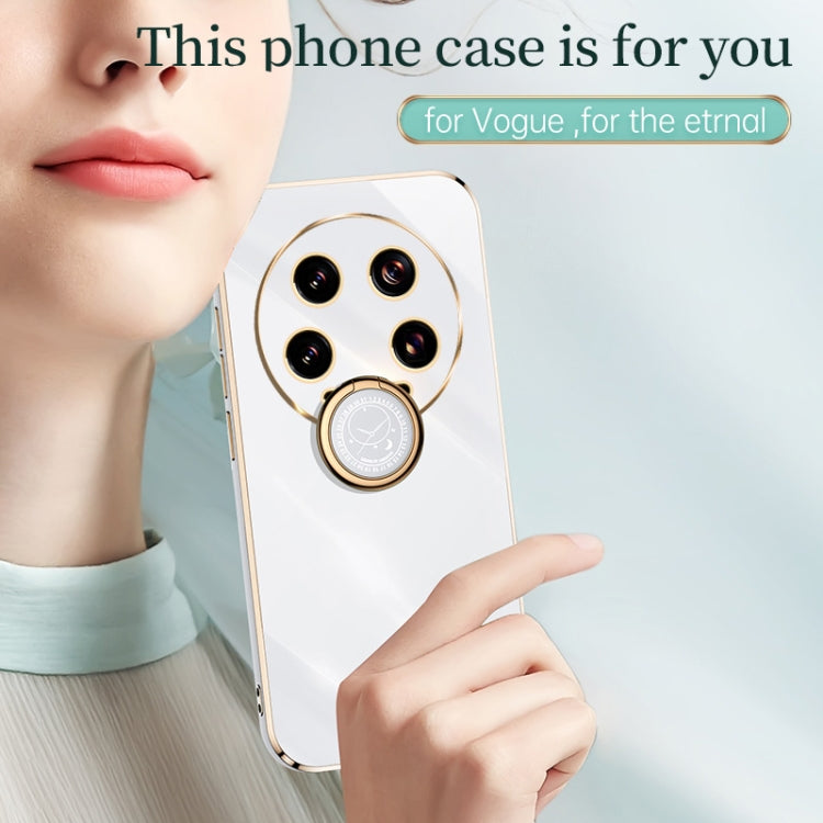 Pour Xiaomi 14 Ultra 5G XINLI Étui de téléphone en TPU à bord droit 6D avec galvanoplastie et anneau de support (rose)