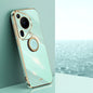 Pour Huawei Pura 70 Ultra XINLI Coque Antichoc en TPU Plaquage Or 6D Droit avec Anneau (Vert Menthe)