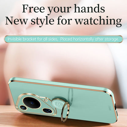 For Huawei Pura 70 Ultra XINLI Straight 6D Plating Gold Edge TPU Shockproof Case with Ring Holder(Pink)