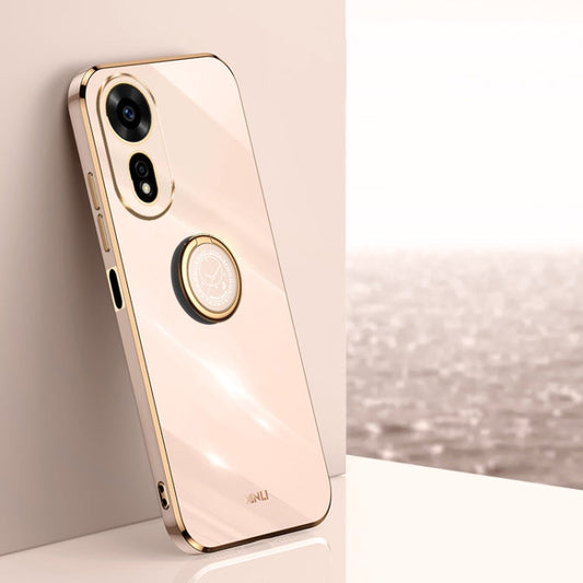 Pour Huawei Nova 12 SE XINLI Étui antichoc en TPU plaqué or 6D droit avec support bague (rose)