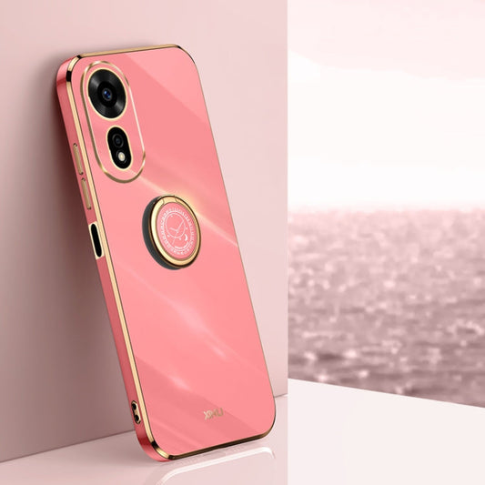 Pour Huawei Nova 12 SE XINLI Étui antichoc en TPU plaqué or 6D droit avec support de bague (Rouge aubépine)