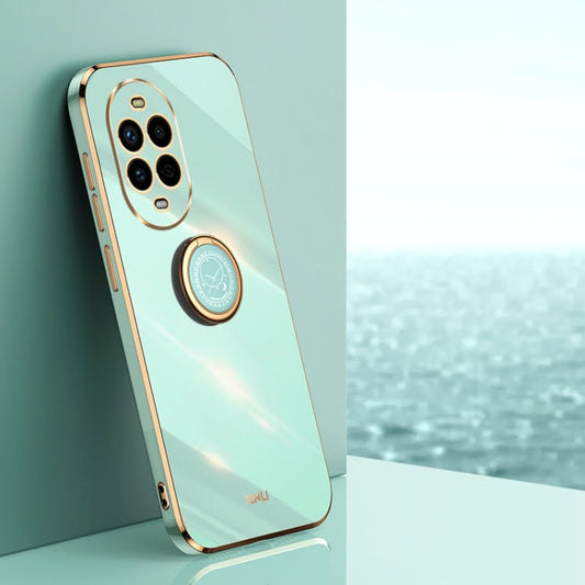 Pour Huawei Nova 13 Pro Coque antichoc en TPU plaqué or 6D XINLI avec support anneau (vert menthe)