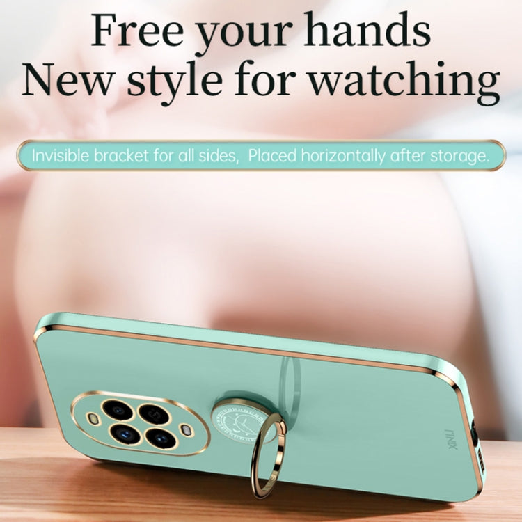 For Huawei Nova 13 Pro XINLI Straight 6D Plating Gold Edge TPU Shockproof Case with Ring Holder(Mint Green)