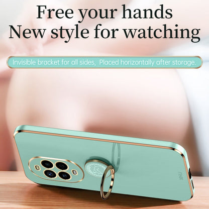 For Huawei Nova 13 Pro XINLI Straight 6D Plating Gold Edge TPU Shockproof Case with Ring Holder(Mint Green)