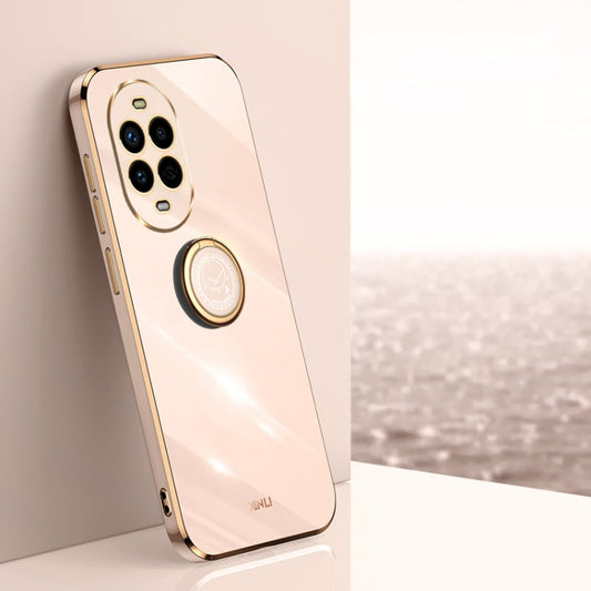 Pour Huawei Nova 13 Pro Coque antichoc en TPU plaqué or 6D XINLI avec anneau (rose)