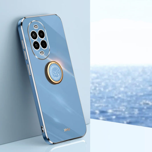 Pour Huawei Nova 13 Pro Coque antichoc en TPU plaquée or 6D XINLI avec support annulaire (bleu céleste)