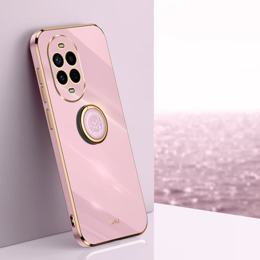 Pour Huawei Nova 13 Pro Coque antichoc en TPU plaqué or 6D XINLI avec support anneau (Violet cerise)
