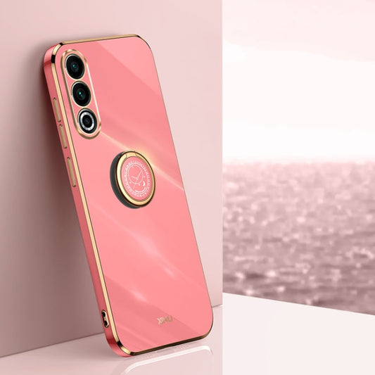Pour Meizu 20 5G XINLI Étui de téléphone en TPU électrolytique 6D à bords droits avec support d'anneau (rouge aubépine)