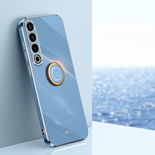 Pour Meizu 20 Pro 5G XINLI Étui de Téléphone en TPU avec Bord Droit 6D Galvanisé et Anneau Support (Bleu Céleste)