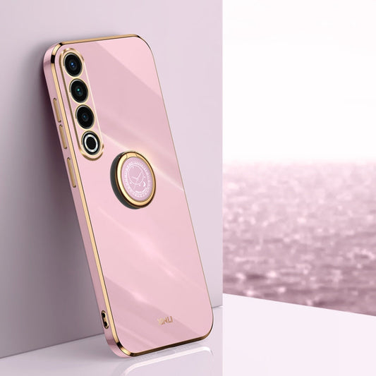 Pour Meizu 20 Pro 5G XINLI Coque de téléphone en TPU électrolytique 6D à bord droit avec support de bague (violet cerise)