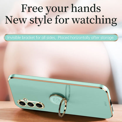 For Samsung Galaxy F15 5G XINLI Straight Edge 6D Electroplate TPU Phone Case with Ring Holder(Mint Green)