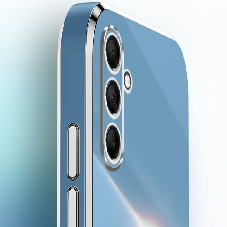 For Samsung Galaxy F15 5G XINLI Straight Edge 6D Electroplate TPU Phone Case with Ring Holder(Celestial Blue)