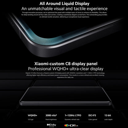 [HK Warehouse] Xiaomi 14 Ultra 5G Global, 16GB+512GB, 6.67 inch MIUI 14 Snapdragon 8 Gen3  Octa Core 3.3GHz, Network: 5G(Black)