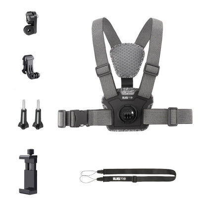 Sangle de poitrine 6-en-1 avec support et vis pour téléphone (gris)