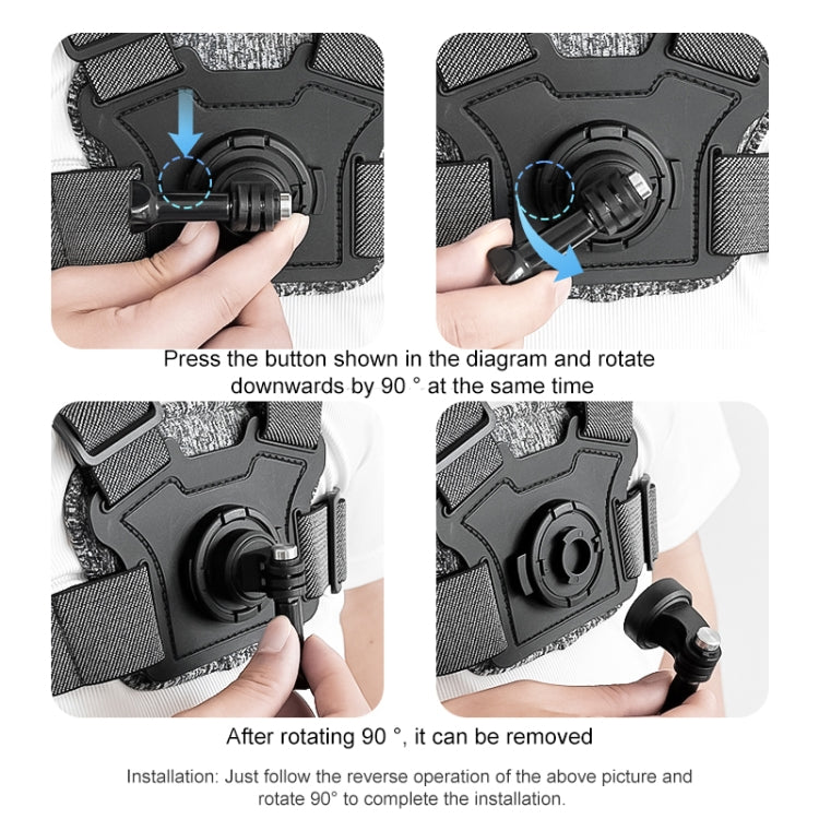Sangle de poitrine 6-en-1 avec support et vis pour téléphone (gris)