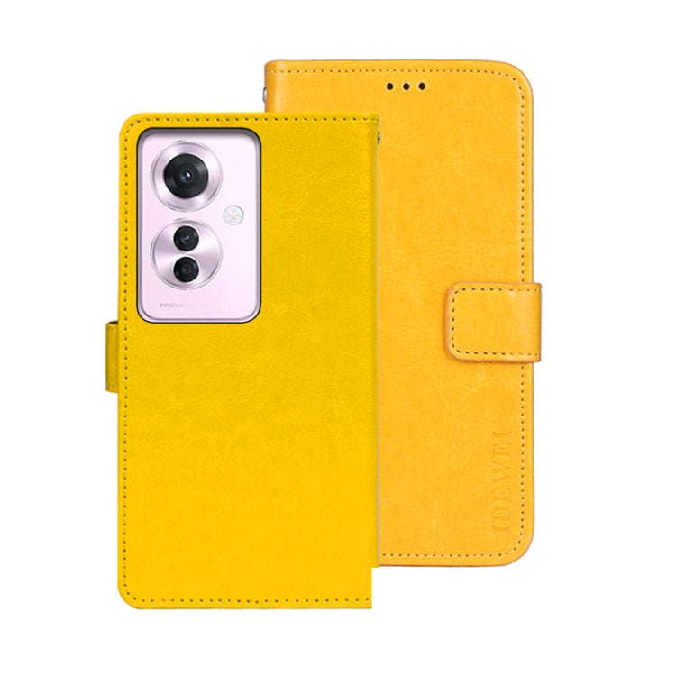 Pour Coque de téléphone en cuir avec texture Crazy Horse idewei pour OPPO Reno11 F 5G (jaune)