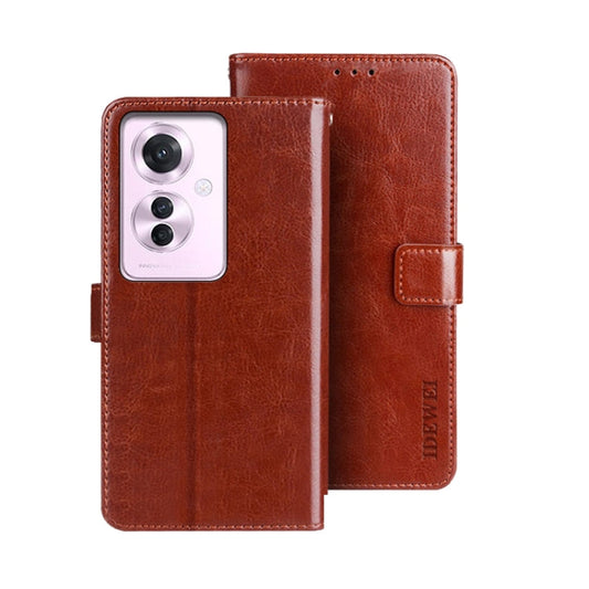 For OPPO Reno11 F 5G idewei Crazy Horse Texture Leather Phone Case(Brown)