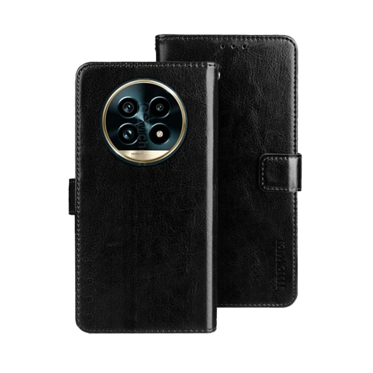 Pour Realme 13 Pro+ 5G Étui de téléphone en cuir idewei texture Crazy Horse (Noir)