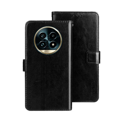 Pour Realme 13 Pro+ 5G Étui de téléphone en cuir idewei texture Crazy Horse (Noir)