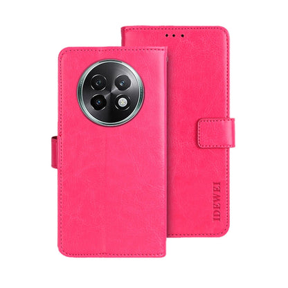 Pour Realme 13+ 5G Coque de téléphone en cuir idewei texture cheval fou (Rouge Rose)
