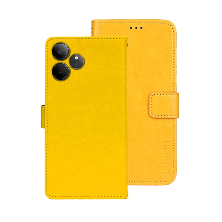 For Realme GT 6 5G Taiwan, China idewei Crazy Horse Texture Leather Phone Case(Yellow)
