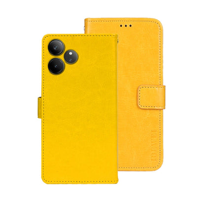 For Realme GT 6 5G Taiwan, China idewei Crazy Horse Texture Leather Phone Case(Yellow)