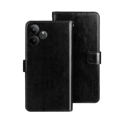 Pour Realme GT 6 5G Taïwan, Chine idewei Étui de téléphone en cuir texturé Crazy Horse (Noir)