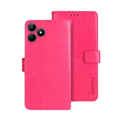 For Realme Note 50 idewei Crazy Horse Texture Leather Phone Case(Rose Red)