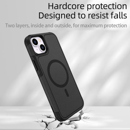 For iPhone 15 RedPepper Armor Magsafe PC Hybrid TPU Phone Case(Black)