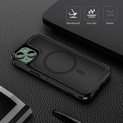 For iPhone 14 RedPepper Armor Magsafe PC Hybrid TPU Phone Case(Black)