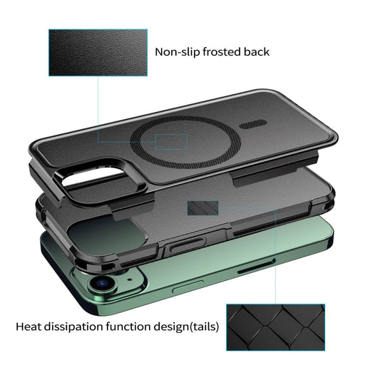Pour iPhone 13 Coque de protection RedPepper Armor Magsafe PC Hybride TPU (Noir)