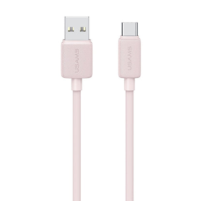 USAMS US-SJ693 USB to USB-C / Type-C 3A Striped Fast Charge Data Cable, Length:2m(Pink)