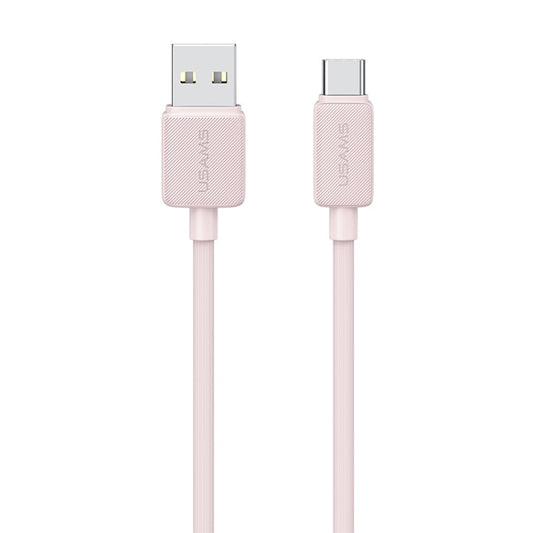 USAMS US-SJ693 USB to USB-C / Type-C 3A Striped Fast Charge Data Cable, Length:2m(Pink)