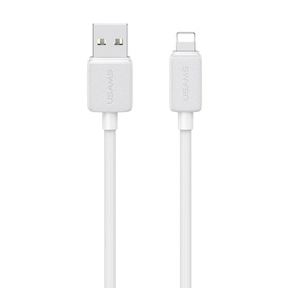 Câble de données de charge rapide rayé USAMS US-SJ689 USB vers 8 broches 2.4A, longueur : 1m (Blanc)