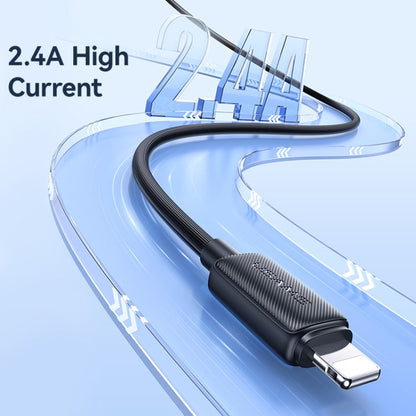 USAMS US-SJ694 USB to 8 Pin 2.4A Striped Fast Charge Data Cable, Length:2m(Blue)