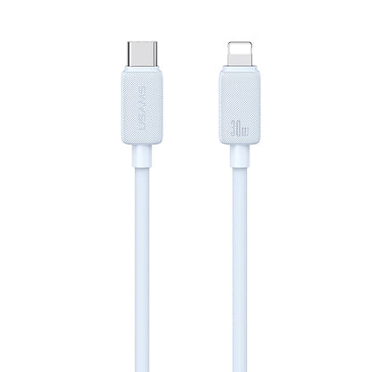 USAMS US-SJ697 USB-C / Type-C to 8 Pin 30W Striped Fast Charge Data Cable, Length:2m(Blue)
