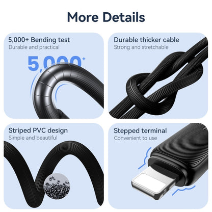 USAMS US-SJ692 USB-C / Type-C to 8 Pin 30W Striped Fast Charge Data Cable, Length:1m(Blue)