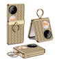 For Huawei Pocket 2 GKK Magnetic Shaft Electroplated Plain Leather Woven Texture Phone Case with Ring(Champagne Gold)