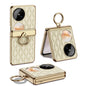 For Huawei Pocket 2 GKK Rhombus Pattern Electroplated Leather Phone Case with Ring(Champagne Gold)