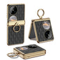 For Huawei Pocket 2 GKK Rhombus Pattern Electroplated Leather Phone Case with Ring(Black)