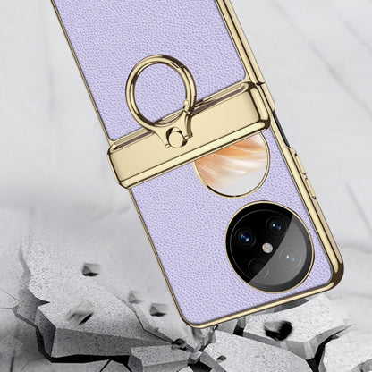 For Huawei Pocket 2 GKK Electroplated Leather Phone Case with Ring(Grey)