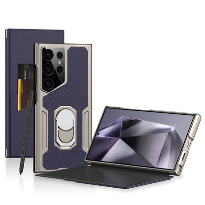 Pour étui de téléphone en cuir GKK Armor Flip pour Samsung Galaxy S24 Ultra 5G, sans stylet (violet)