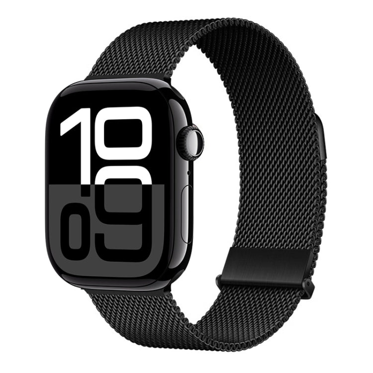 Pour Apple Watch Series 10 46 mm ZGA Bracelet de montre milanais magnétique en métal (Noir)