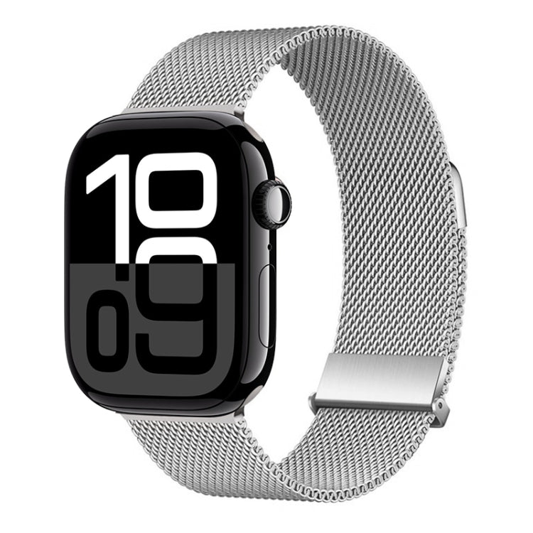 Pour Apple Watch Series 10 46mm ZGA Bracelet de montre milanais magnétique en métal (argenté)