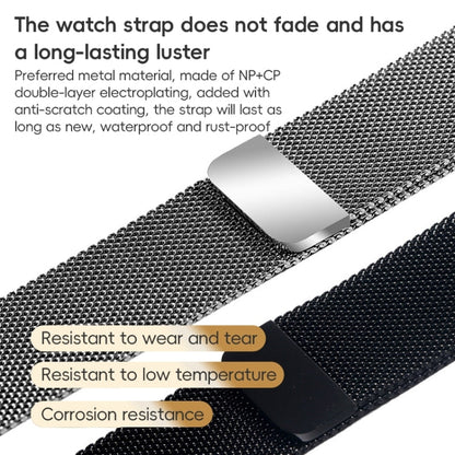 Pour Apple Watch SE 44mm ZGA Bracelet de montre métallique milanais magnétique (Noir)