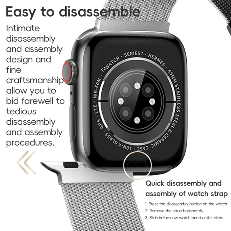 Pour Apple Watch SE 2022 44mm ZGA Bracelet de Montre Milanais Magnétique en Métal (Argent)