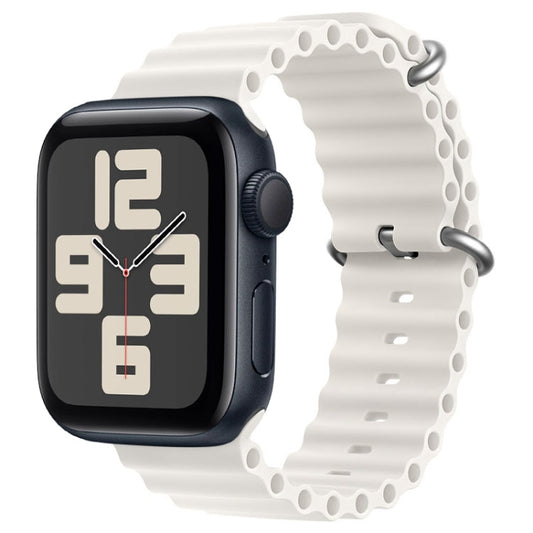 For Apple Watch SE 2023 44mm ZGA Ocean Silicone Watch Band(White)